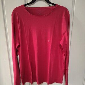 Talbots Cotton Round Neck Long Sleeve Tee NWT Asst Sizes Red